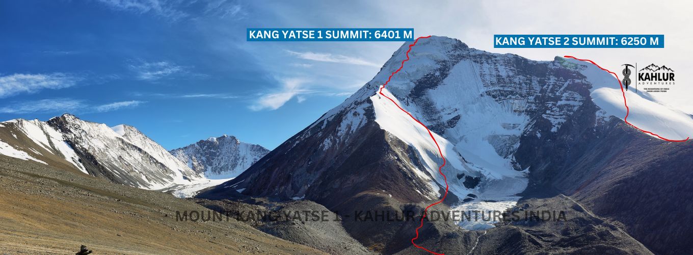 Climbing Route Map of Kang Yatse 01 , Kang Yatse 2 - Kahlur Adventures India